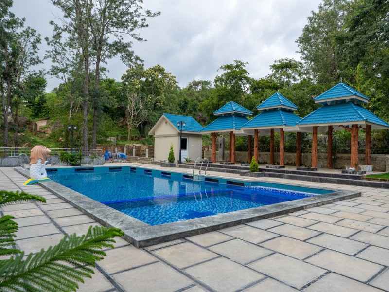 Scenic swimming pool at the best resort at Yelagiri Hills