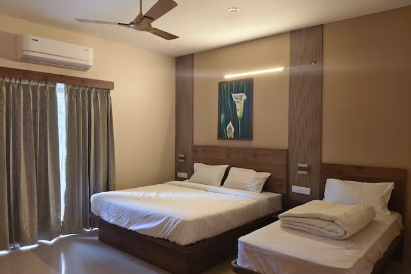 Triple club suite with big and small beds at MSB Silver Spring Resort Yelagiri