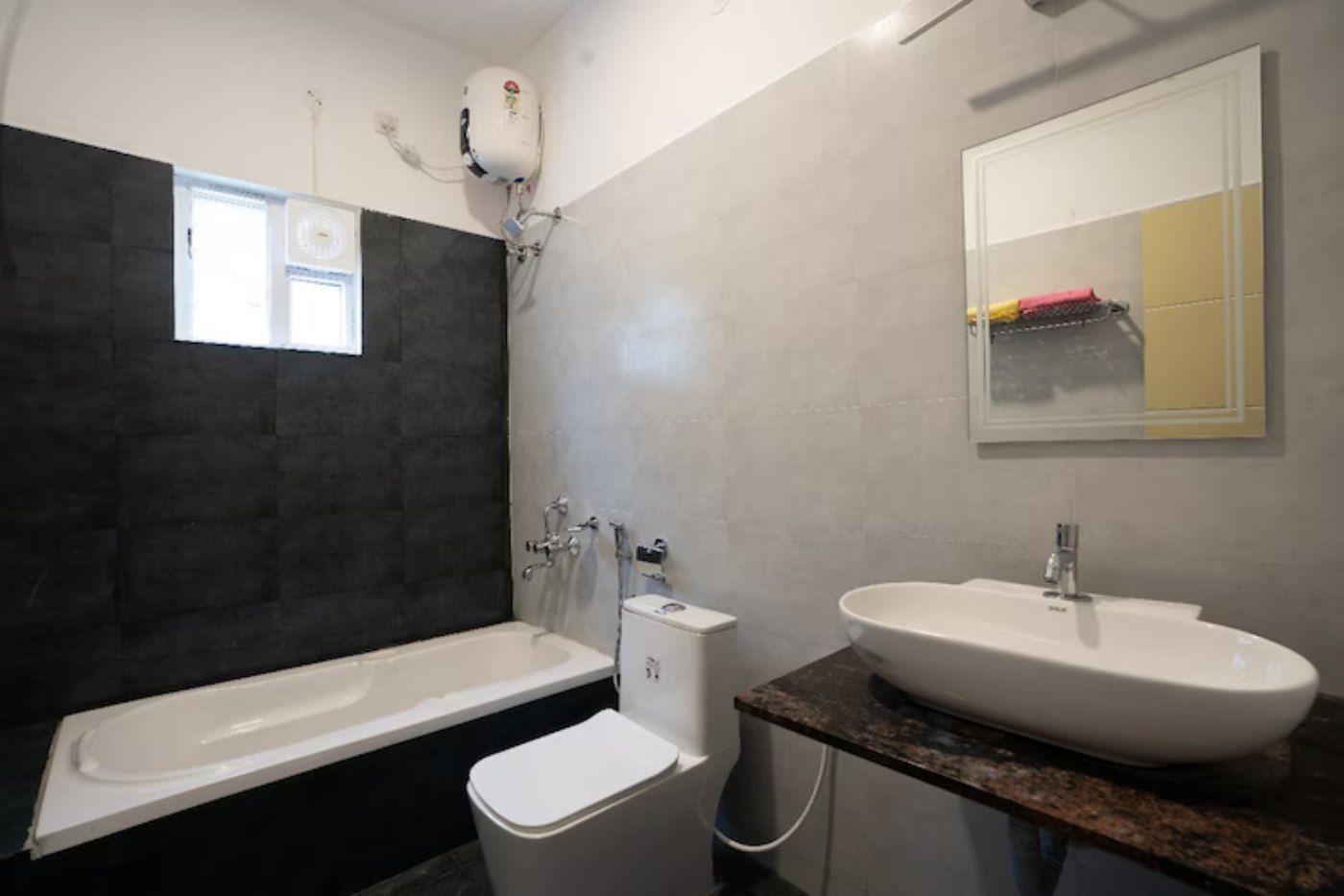 Clean private bathroom in Ven Nila honeymoon cottage at MSB Silver Spring Yelagiri