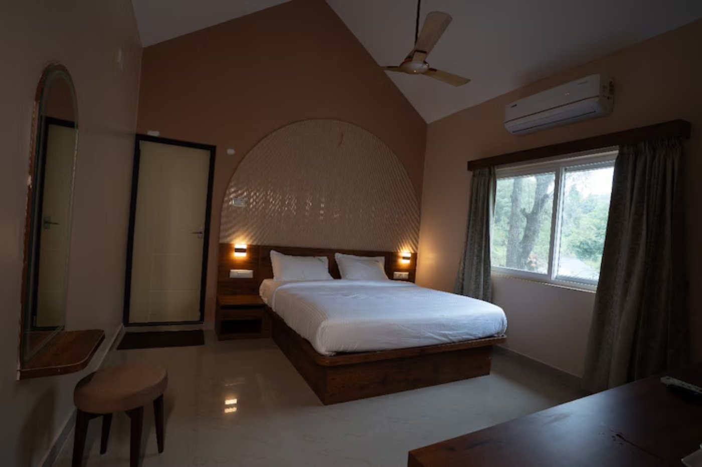 Luxury VIP suite room interior with AC and fan at MSB Silver Spring Yelagiri